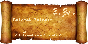 Balczek Zsinett névjegykártya
